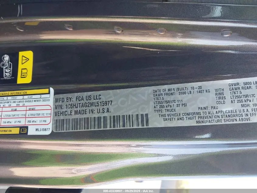 2021 JEEP GLADIATOR WILLYS 4X4