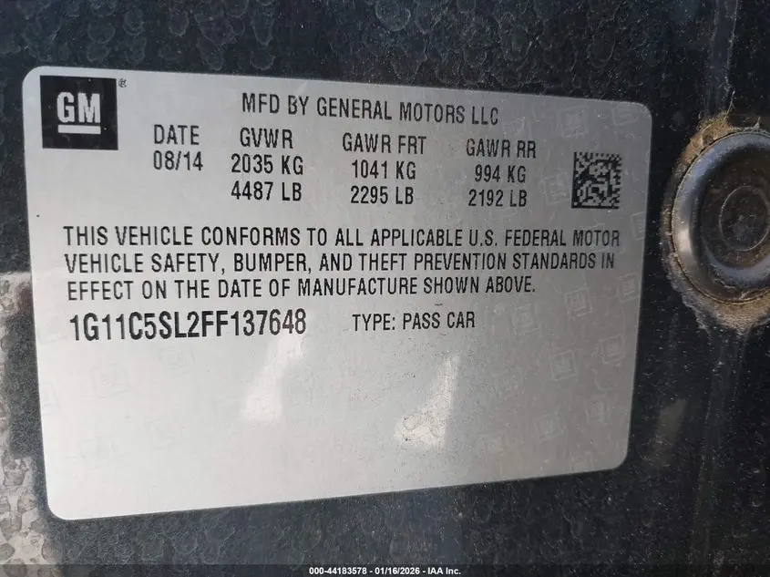 2015 CHEVROLET MALIBU 1LT