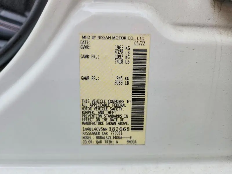 2022 NISSAN ALTIMA SR  