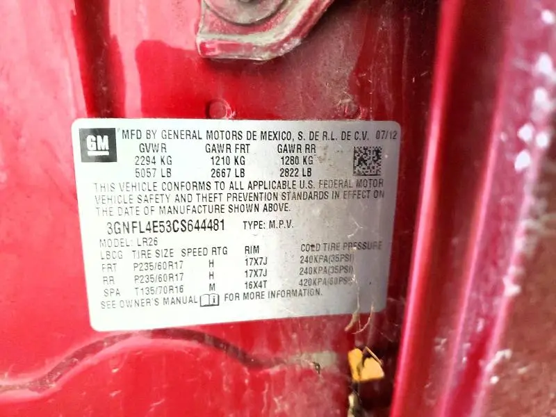 2012 CHEVROLET CAPTIVA SPORT  