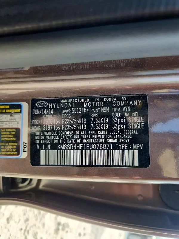2014 HYUNDAI SANTA FE LIMITED  