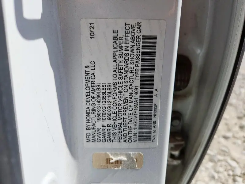 2021 HONDA ACCORD LX  