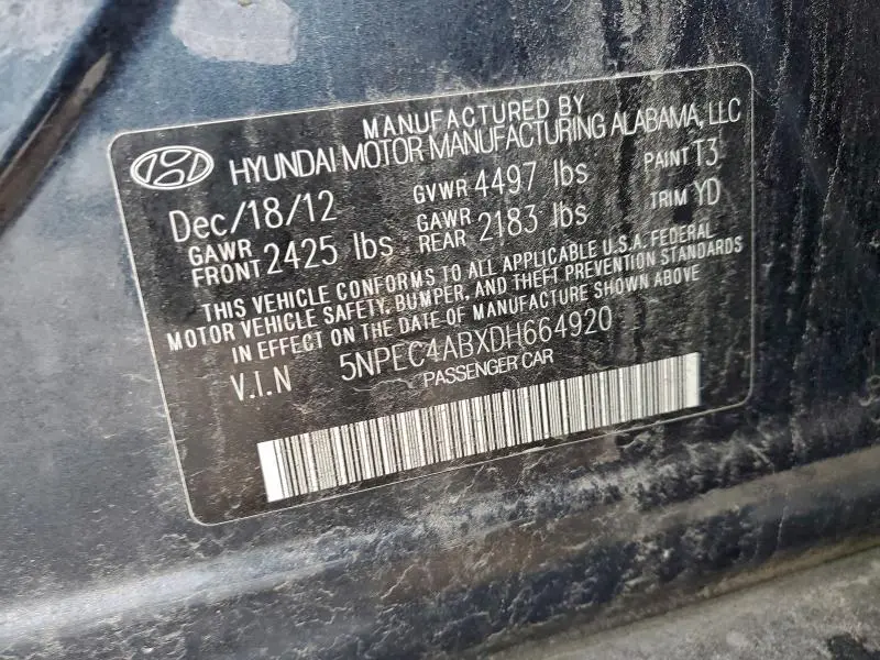 2013 HYUNDAI SONATA SE  