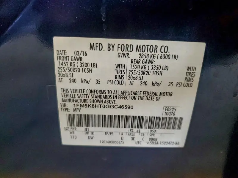 2016 FORD EXPLORER PLATINUM  