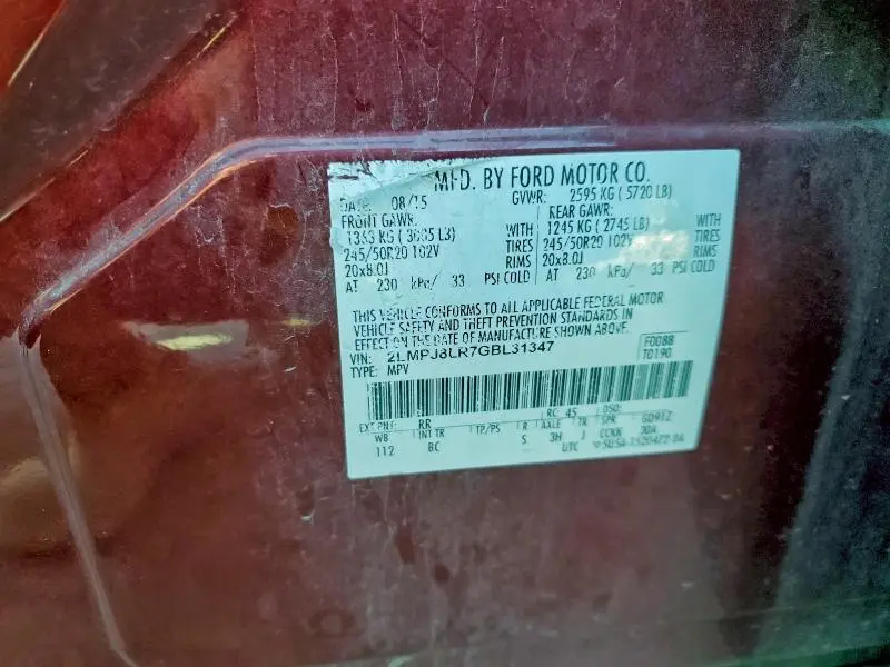 2016 LINCOLN MKX RESERVE  