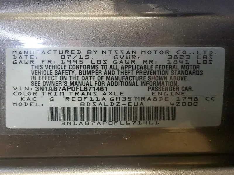 2015 NISSAN SENTRA SV  