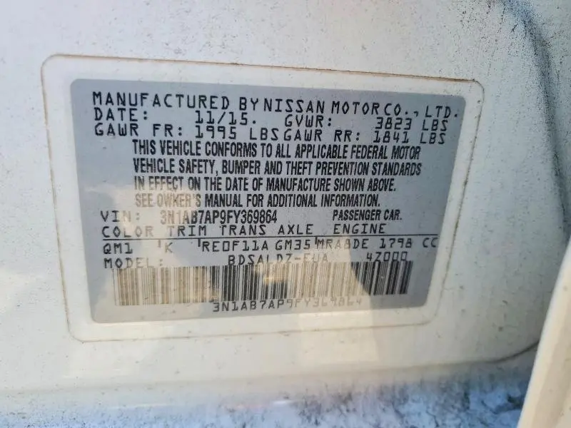 2015 NISSAN SENTRA SV  