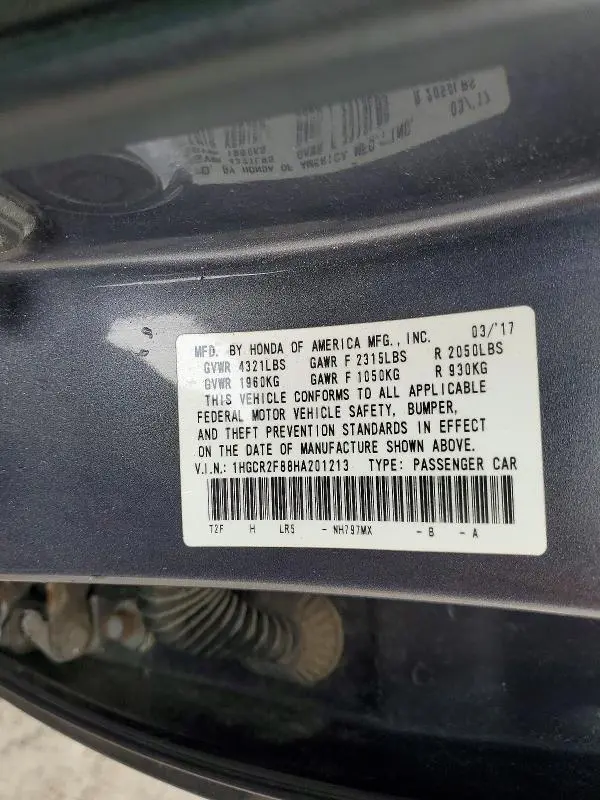 2017 HONDA ACCORD EXL  