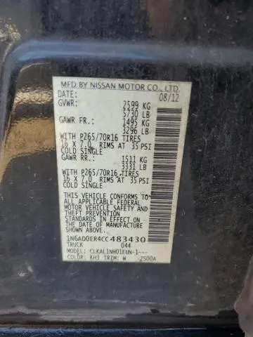 2012 NISSAN FRONTIER S  