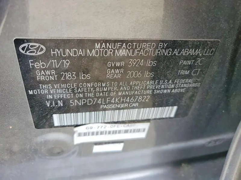 2019 HYUNDAI ELANTRA SE  