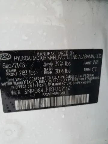 2019 HYUNDAI ELANTRA SEL  