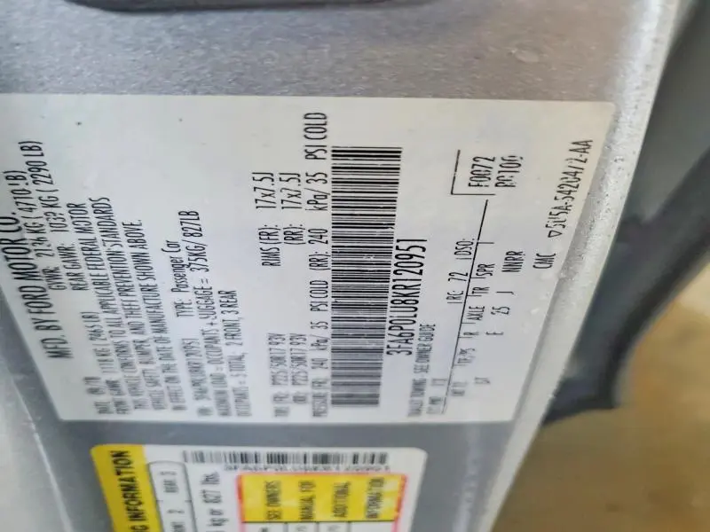 2019 FORD FUSION SE  