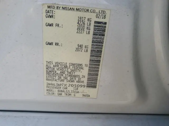 2018 NISSAN ALTIMA 2.5  