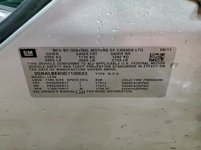 2012 CHEVROLET EQUINOX LS  