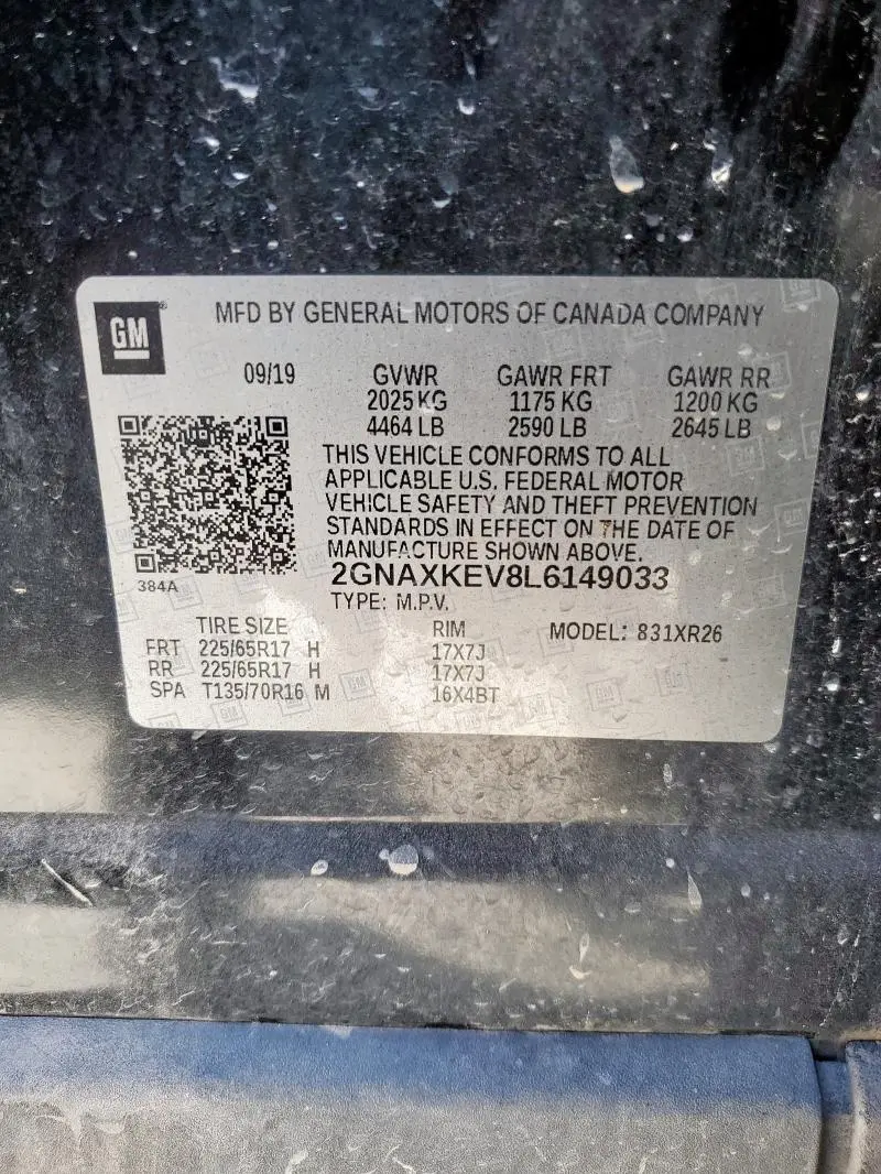 2020 CHEVROLET EQUINOX LT  