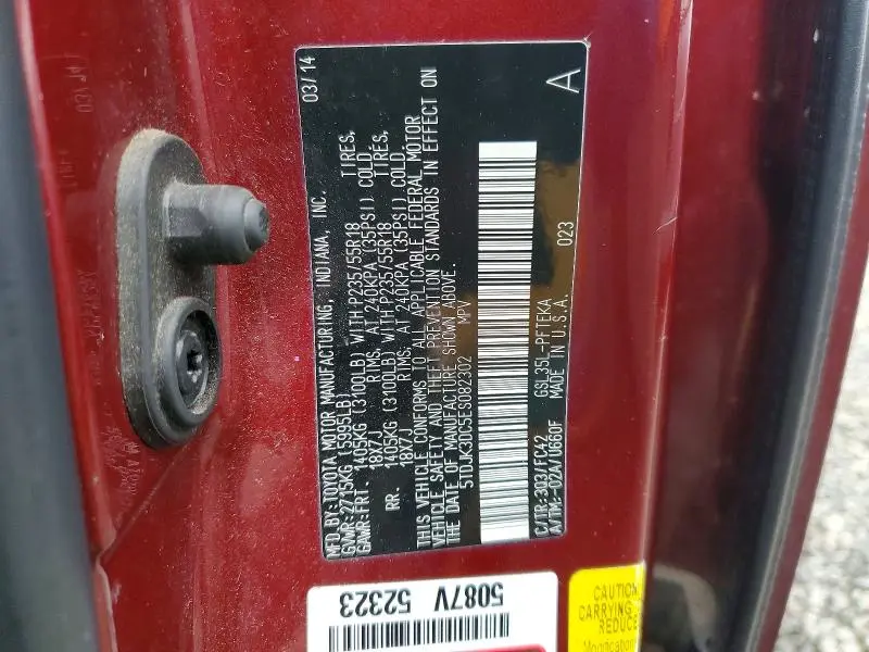 2014 TOYOTA SIENNA L 7-PASSENGER  