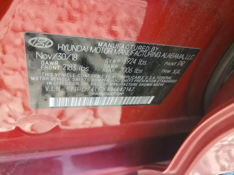 2019 HYUNDAI ELANTRA SE  