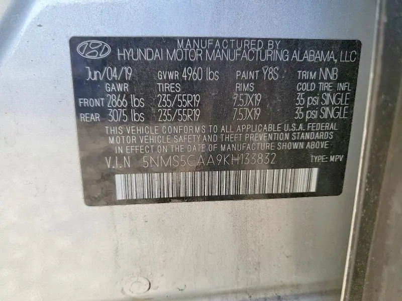 2019 HYUNDAI SANTA FE LIMITED  