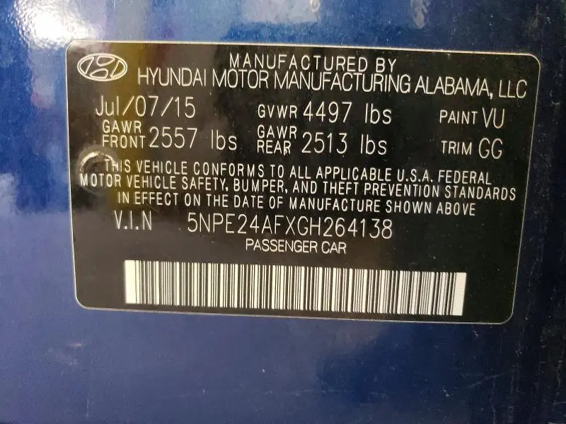 2016 HYUNDAI SONATA SE  