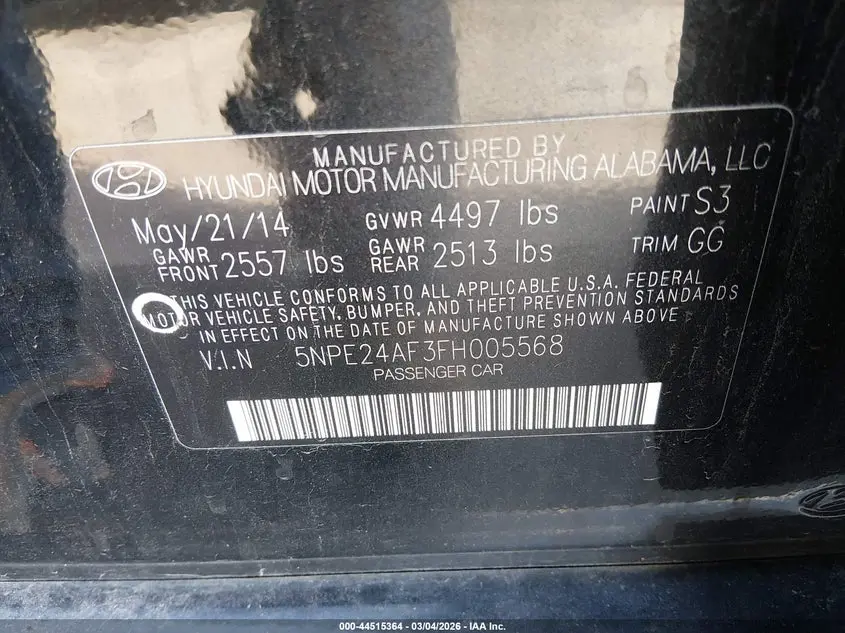 2015 HYUNDAI SONATA SE