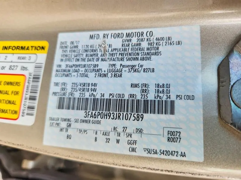 2018 FORD FUSION SE  