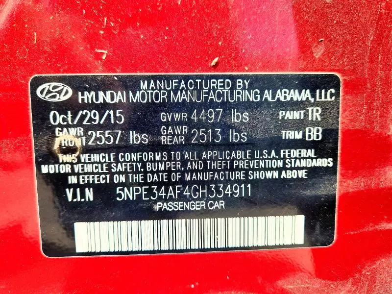 2016 HYUNDAI SONATA LIMITED  