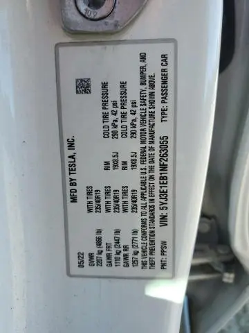 2022 TESLA MODEL 3   