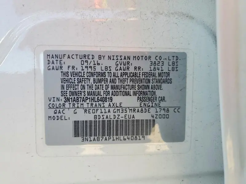 2016 NISSAN SENTRA SV  