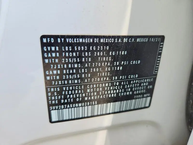 2022 VOLKSWAGEN TIGUAN SE  