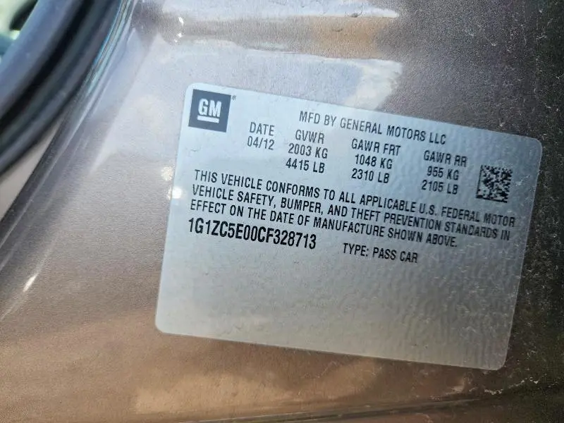 2012 CHEVROLET MALIBU 1LT  