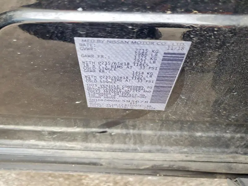 2019 NISSAN PATHFINDER SV  