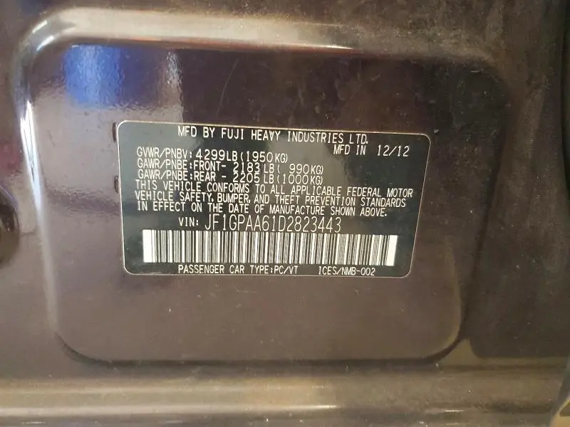 2013 SUBARU IMPREZA   