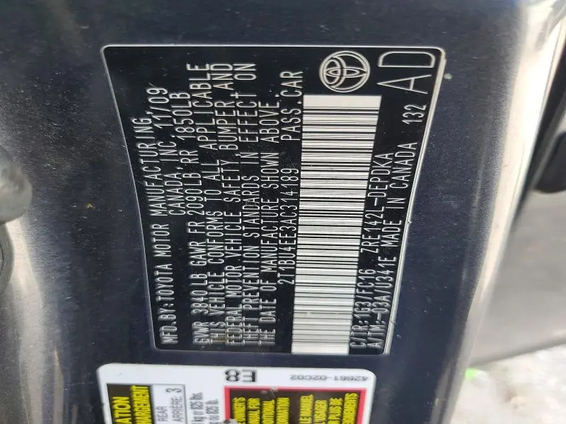 2010 TOYOTA COROLLA   