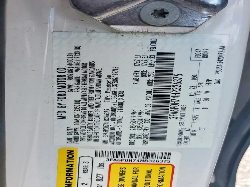 2017 FORD FUSION SE  