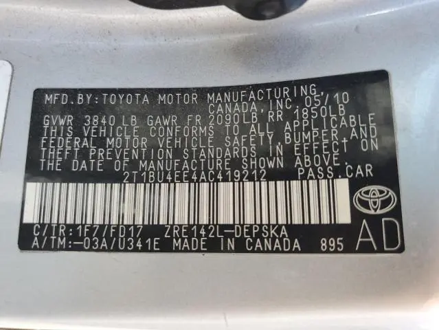 2010 TOYOTA COROLLA BASE  