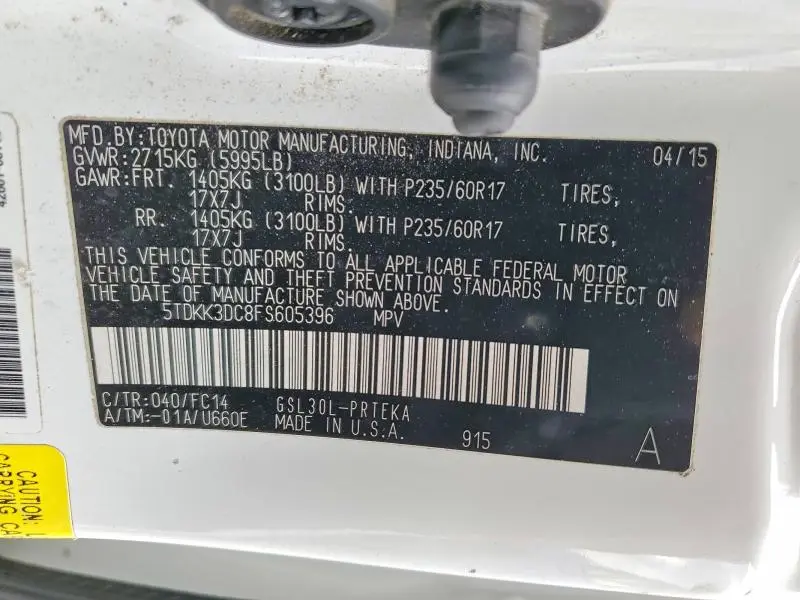 2015 TOYOTA SIENNA LE  