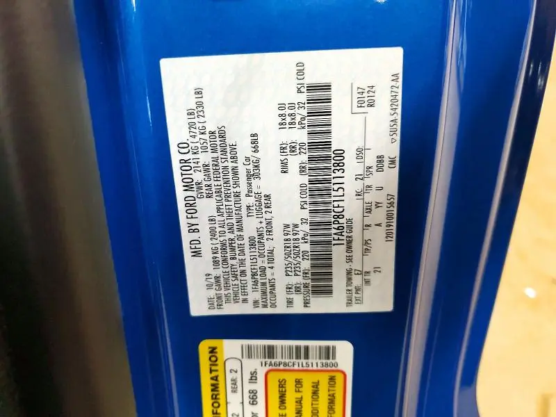 2020 FORD MUSTANG GT  