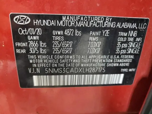 2020 HYUNDAI SANTA FE SEL  