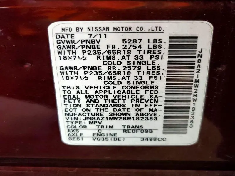 2011 NISSAN MURANO S  