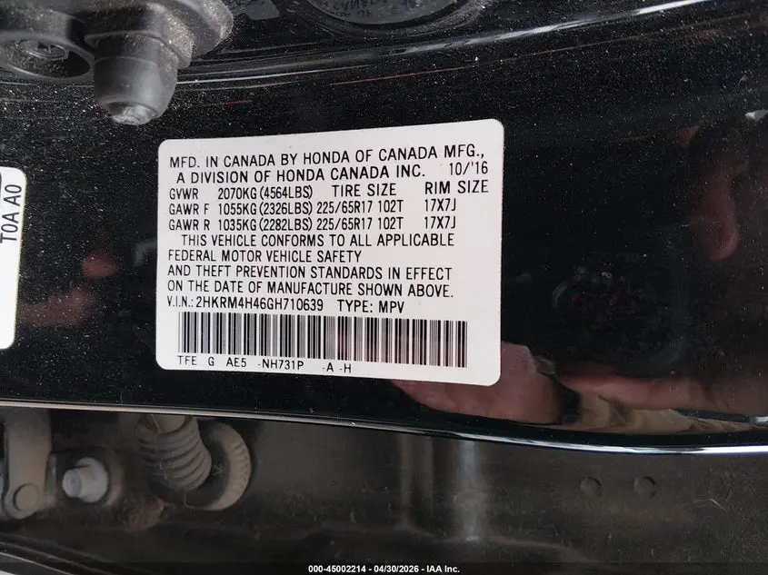 2016 HONDA CR-V SE