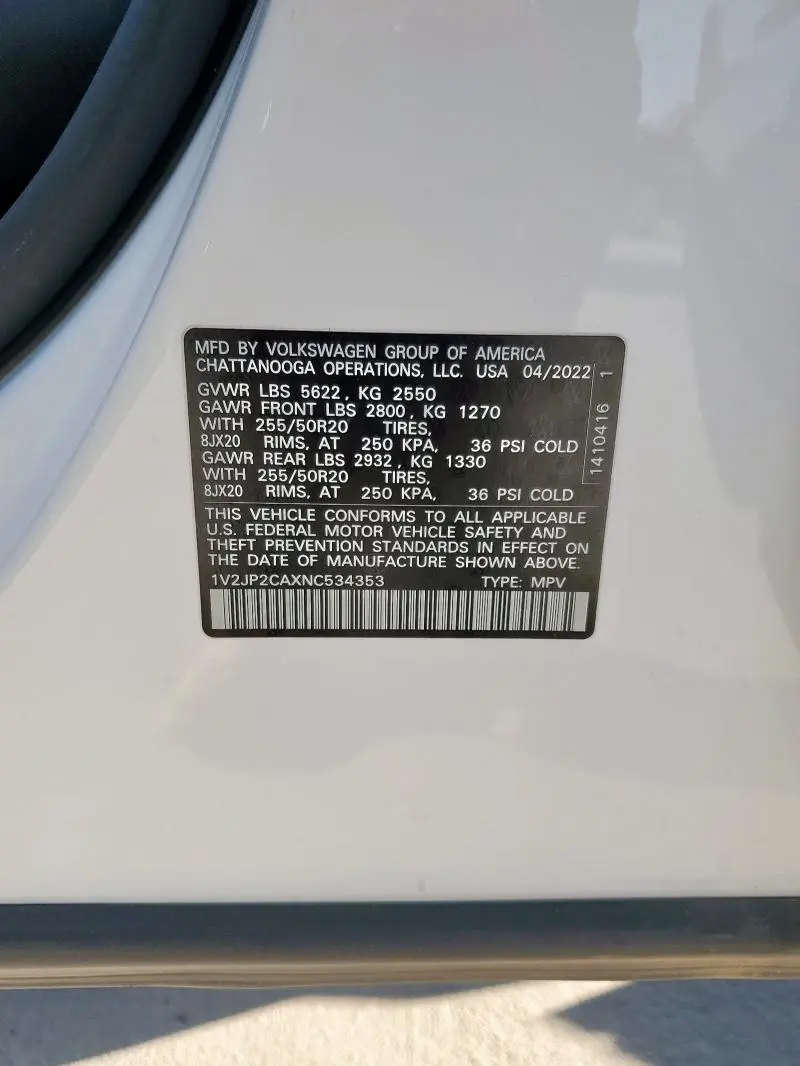 2022 VOLKSWAGEN ATLAS SE  