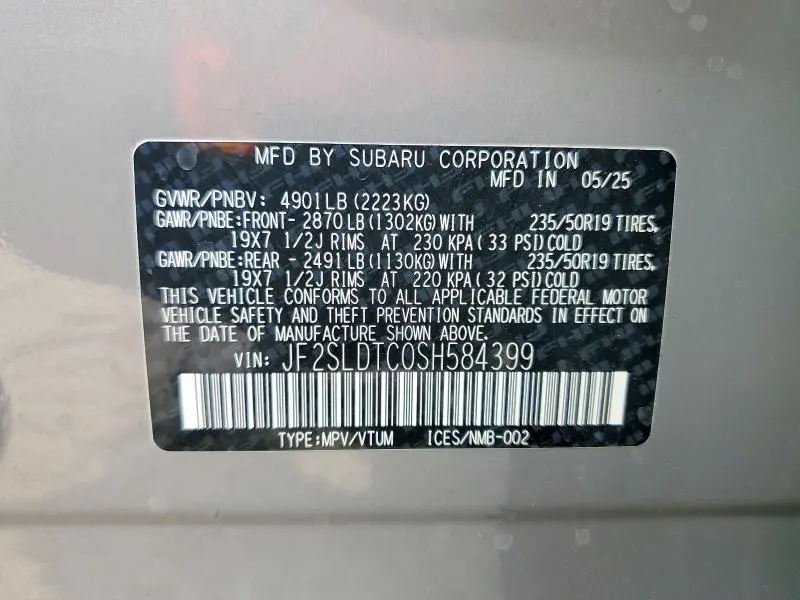 2025 SUBARU FORESTER TOURING  