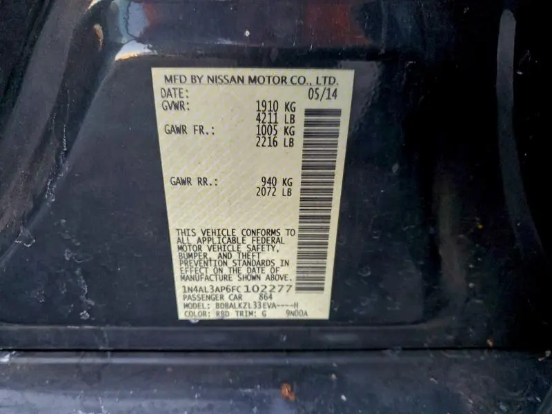 2015 NISSAN ALTIMA 2.5  