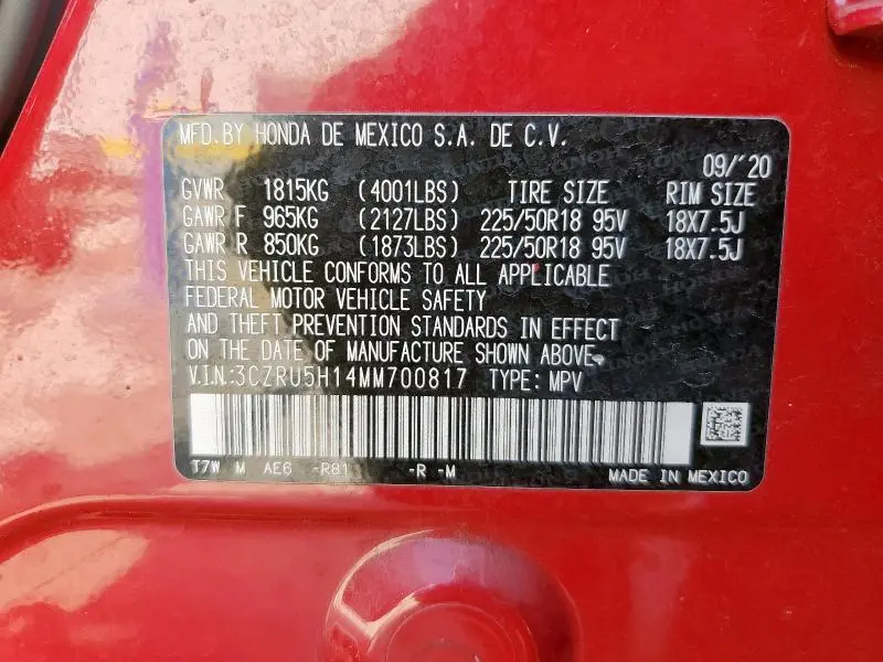 2021 HONDA HR-V SPORT  