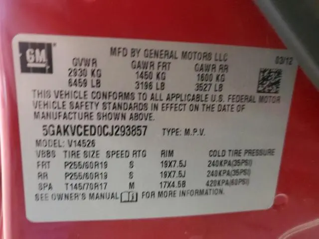 2012 BUICK ENCLAVE 
