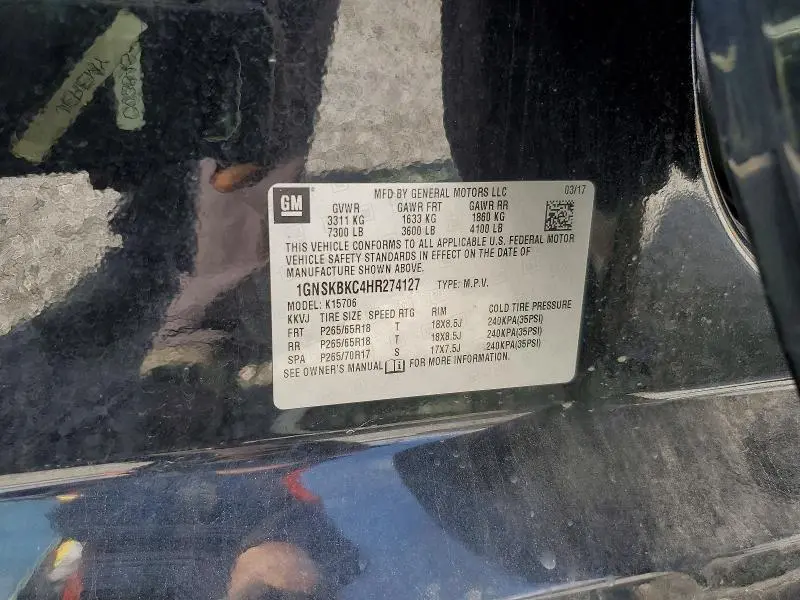 2017 CHEVROLET TAHOE K1500 LT  