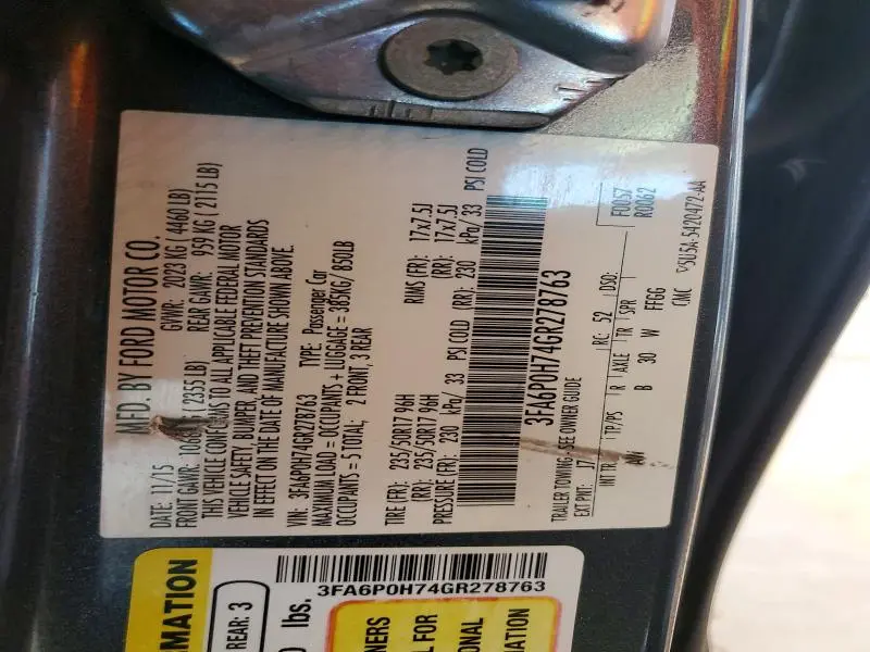 2016 FORD FUSION SE  
