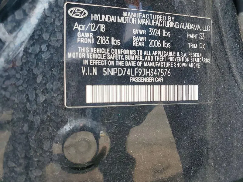 2018 HYUNDAI ELANTRA SE  