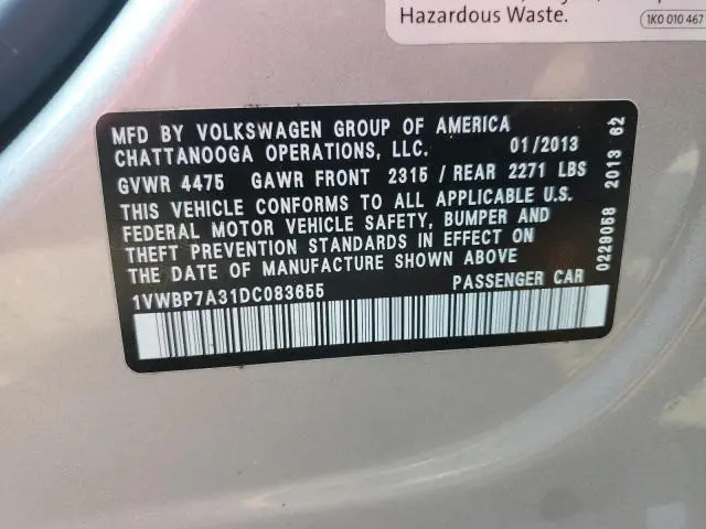 2013 VOLKSWAGEN PASSAT SE  