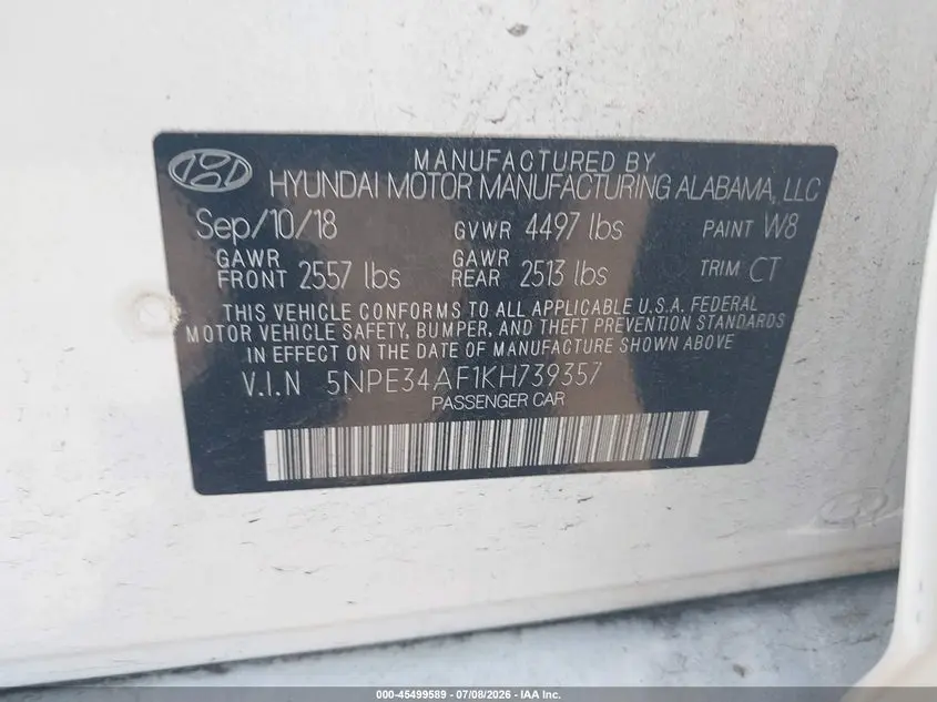 2019 HYUNDAI SONATA SPORT